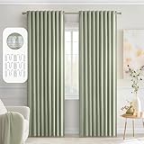 MIULEE Back Tab Sage Green Curtains 84 Inch Length 2 Panels Set for Living Room Bedroom, Rod Pocket/Pinch Pleated Light Blocking Thermal Insulated Room Darkening Blackout Curtains 84 Inches Long
