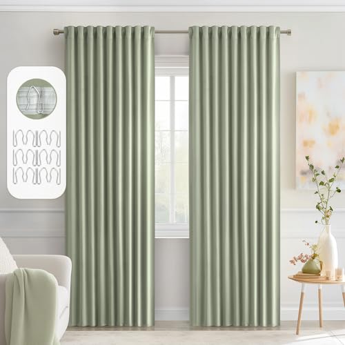 El Mejor Listado de Cortina verde los más recomendados. 48 MIULEE - Cortinas opacas con pestaña trasera, color verde salvia, de 84 pulgadas de largo, juego de 2 paneles para sala de estar, recámara, bolsillo para barra/pellizco, bloqueo...