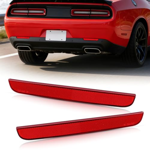 YCLL 2PCS Rear Bumper Reflector Lens Compatible with Dodge Challenger 2015-2024 Rear Reflectors, Red Lens Challenger Rear Side Marker Light, Rear Bumper Warning Reflector