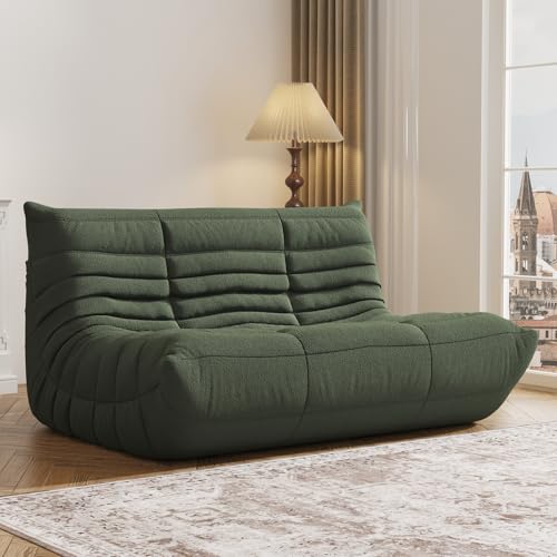 Bean Bag Chair, Fireside Chair, Large Bean Bag Chair for Adults, Bean Bag Chairs for Teens with High-Resilience Foam, Non-Slip Base Floor Lounge Sofa,Living Room (Green, Loveseat)