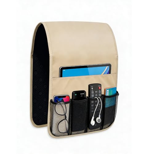 QIANKUNBAG Leather 6-Pocket Armchair Caddy