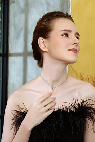 B. BRILLIANT Opal Necklace for Women Sterling Silver 6mm Round Solitaire Bezel-Set Dainty Synthetic White Opals Choker Pendant for Bridesmaids Fashion Trendy2