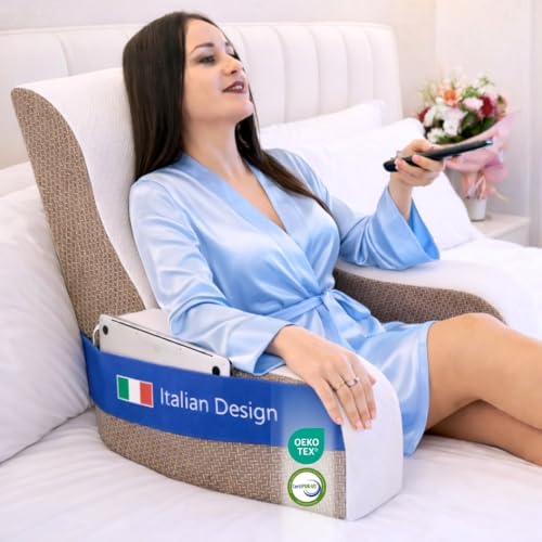 Ritalia Cojín de Lectura para Cama y Sofá Respaldo Ergonómico para Leer y Ver la TV – Soporte de Espalda y Cervical – Confort Envolvente
