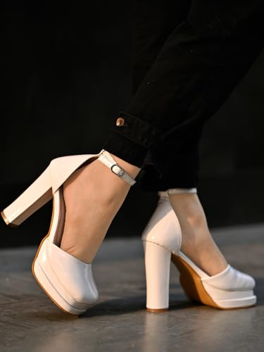 Image of Shoetopia Women's Lace-Up Platform Block Style High Heels Sandal for Party Night Out Comfortable Cushion Sole, Casual & Dressy Summer Footwear
