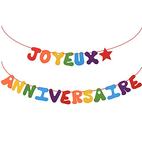 VINFUTUR Joyeux Anniversaire Bannière en Feutre Guirlande Happy Birthday Banner Décorations de Fête d'Anniversaires Party pour Enfants Adultes