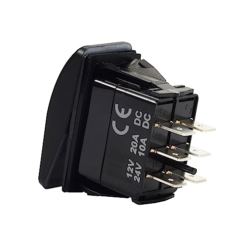 Image of 12V /24V DC Reverse Polarity Switch 6P (ON)-Off-(ON) 3 Way Momentary Rocker Switch Non-Light DPDT Marine Toggle Switch for Car Boat Pontoon Polaris Golf Cart UTV Dashboard Replacement Waterproof IP68