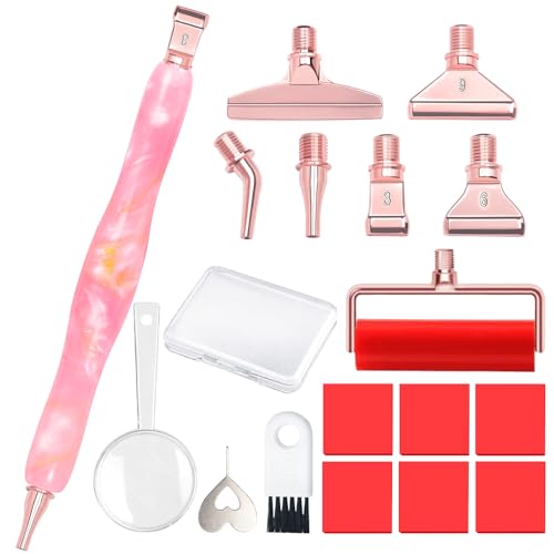 Image of Praise V Do Diamond Painting Art Drill Bead Dot Pick Pen Kit with Screw Stainless Steel Rose Metal Tips Nib Placer Roller Tool Accessories Ergonomic Stylus for 5D Diamond Paint Nail Art PinkWhiteGold