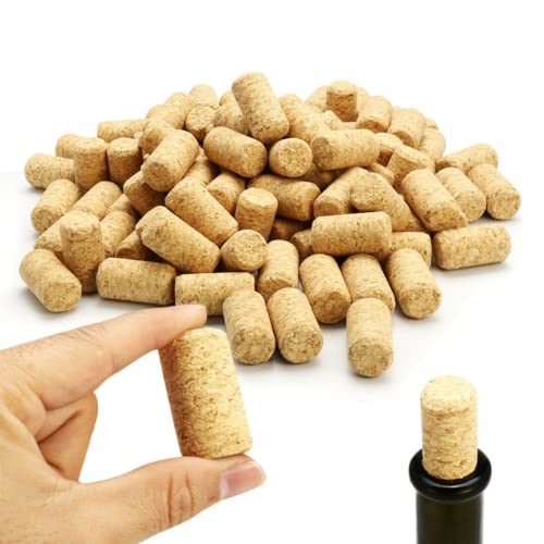 100Pcs Wooden Wine Stoppers - Straight Corks for Wine Bottles - Cone-Shaped Wood Bottle Stoppers - Sealing Cap for Wine and Beer Bottles - 0.79 × 1.57 inches