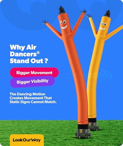 Image of LookOurWay Air Dancers Inflatable Tube Man Attachment - 20 Feet Tall Wacky Waving Inflatable Dancing Tube Guy for Business Promotion - Blower Not Included - Orange
