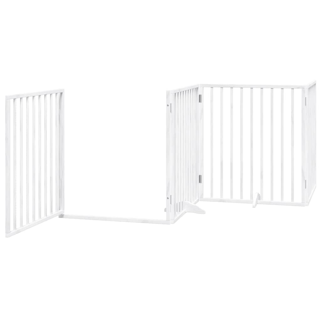 Puerta para perros de madera de álamo blanca, plegable, 640 cm, parque para perros plegable, 8 piezas, rejilla para perros con puerta con cerradura