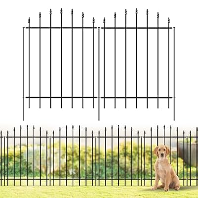 FOREHOGAR Metal Garden Fence 32 in H x 12 ft L, 6 Panels + 7 Stakes Border Dog Fence Panels Animal Barrier, No Dig Garden Fencing for Yard Patio Flower Bed Lawn Outdoor, Arch Black