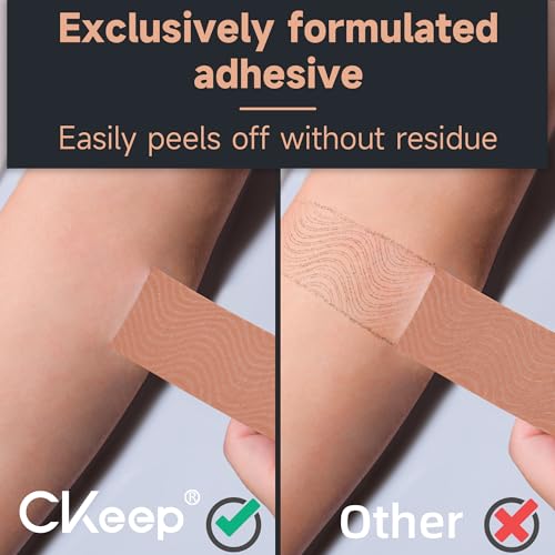 ckeep uncut kinesiology tape2 rolls original cotton elastic premium athletic tapelatex free hypoallergenic 2inch x 16ft beige