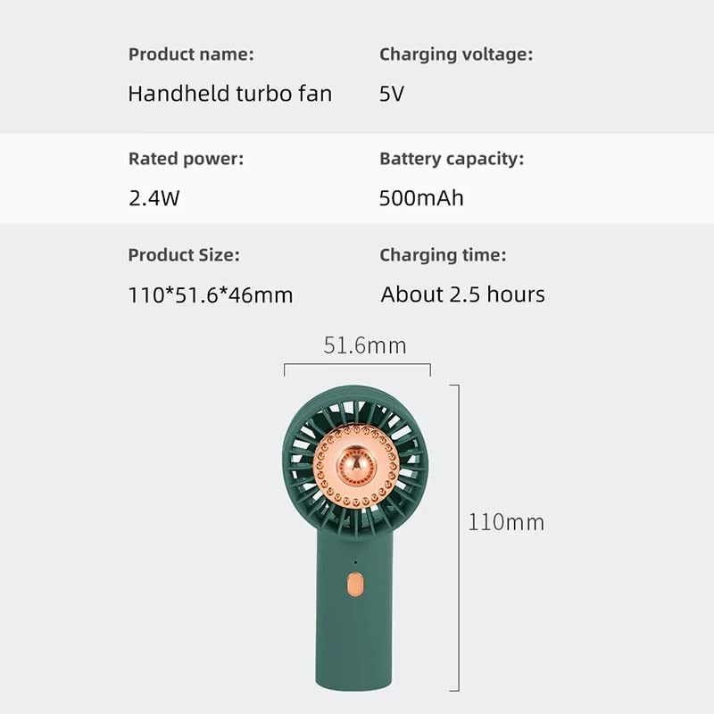 Ventilador de mano portátil con base de escritorio y carga USB 4