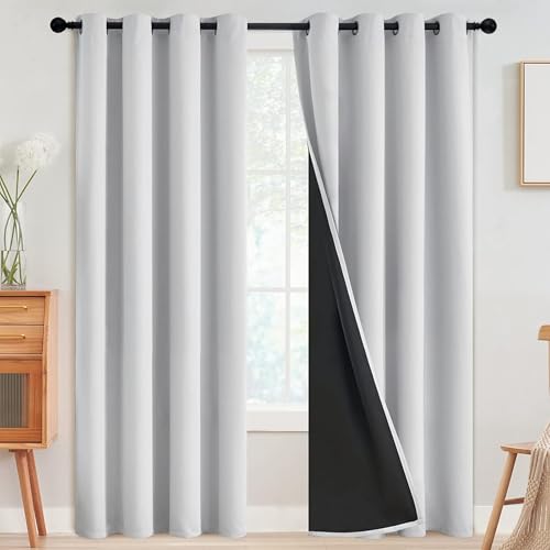 Image of Galaxy Home Decor Premium True Blackout Curtains for Long Door 10 Feet Long 100% Light Block | Thermal & Noise Insulation | Black Back Coating | Pack of 2 | Silver