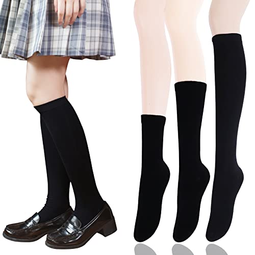 Image of Bellady Knee High Socks for Women,Cotton Socks for Women Casual Dress Socks 3 Pairs Set