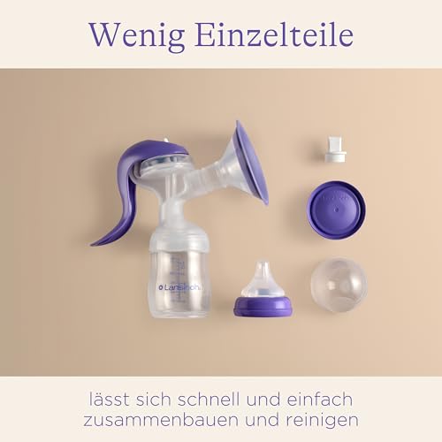 Lansinoh Handmilchpumpe - leichte und leise Milchpumpe für unterwegs - mit Easy-Express Griff für müheloses Pumpen - einstellbare 2-Rhythmen-Technologie