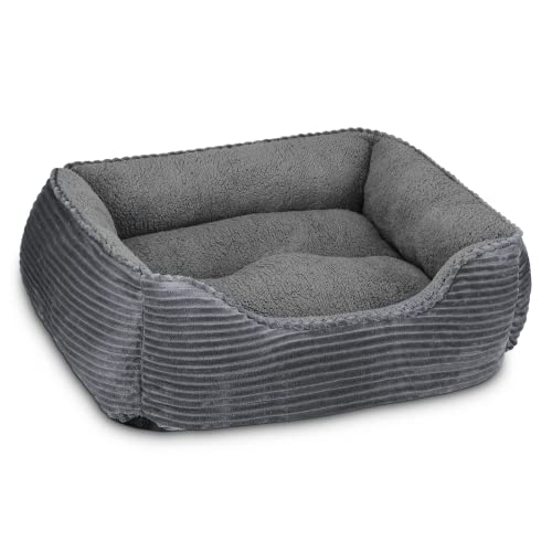 FURTIME-Rectangle-Dog-Beds-Medium-Washable25x21-Super-Soft-Grey-Dog-Bed-Cat-Bed-Fluffy-Plush-Puppy-Bed-with-Slip-Resistant-Bottom-for-Corgi-French-Bulldog-Cocker-Spaniel