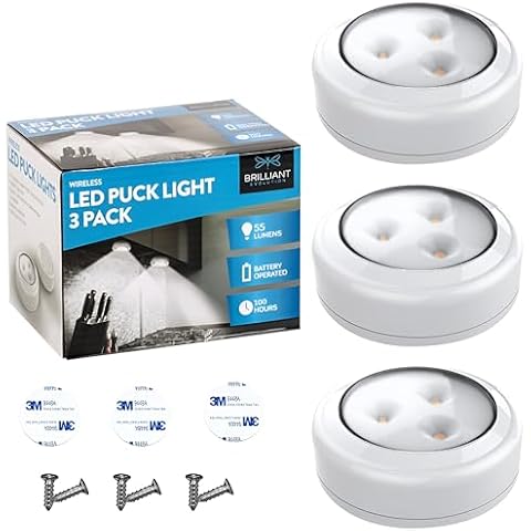 Bright Evolution Under Cabinet Lights - Battery Operated Cabinet Lighting with Tap Technology - LED Puck Lights for Kitchen - Stick On Lights for Shelves and Closets - Wireless Lighting Solution Cover