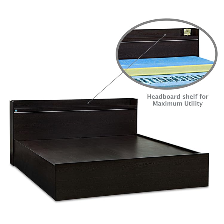 Image of DELITE KOM Plum Engineered Wood Queen Box Bed (Finish Color Flowery Wenge Delivery Condition Knockdown)