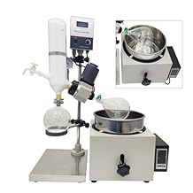 INTBUYING Rotary Evaporator 2L Lab Rotavapor with 1L Collecting Flask, 120mm Manual Lifting Heating Bath, 0-120rpm Speed Digital Display Vacuum Vaporizer for Purification Rotational Evaporation