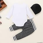 Newborn Baby Boy Clothes to The Crew Printed Romper+Pants+Little Man Hat Baby Boys Outfit Clothing Set