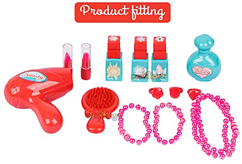 zest 4 toyz Beauty Set for Kids Girls 3 in 1 Learning Educational Make Up Suitcase Kit with Makeup Accessories Pretend Play Set Portable Suitcase Toy Gift for Girls - Pink