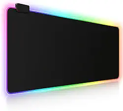 Mouse Pad Gamer Para Jogos com RGB LED Com 14 Modos de Iluminação 80x30cm Grande Estendido Macio Superfície de Velocidade Base Antiderrapante em Borracha e Borda Costurada Escritório e Decoração Gamer