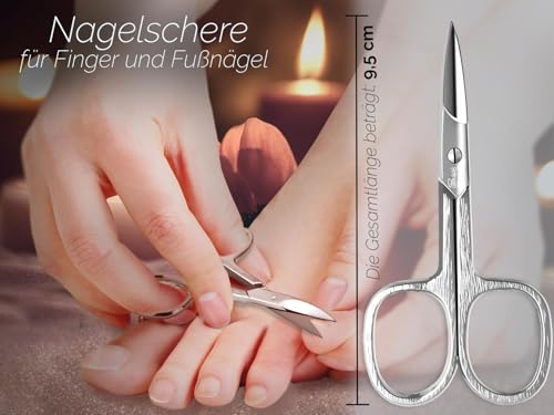 Foto von Profi Nagelschere aus Solingen - Premium Qualität mit gebogener Schnittfläche - Extra Scharfe Schneiden MADE IN GERMANY inklusive Etui