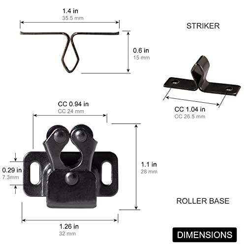image for Keenkee 4 PCS Cabinet Latch Double Roller Catch Hardware for Cupboard 