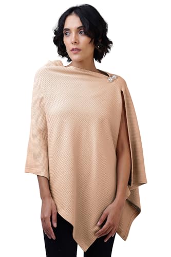 Image of Zelena Cotton Bamboo Blend Premium Nursing Cover for Breastfeeding | Breastfeeding Cover for Mothers | Feeding Shawl for Mother | Breathable Nursing Covers | Poncho for Mom (Champagne)