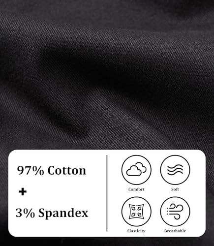 CAMLAKEE Kinder Chinohose Jungen Chino Stoff Hose mit Gummizug Reißverschluss Straight Fit Jungshose Schwarz DE: 158-164 (Herstellergröße 160)