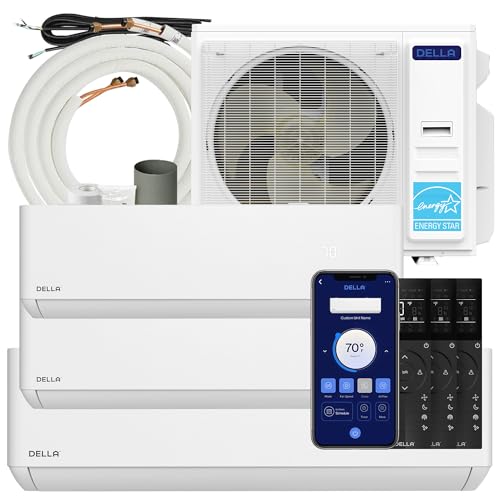 DELLA 42K BTU ODU 22 SEER2 208-230V 3 Zone 9K 9K 23K BTU Works with Alexa and Wifi, Cools Up to 2300 Sq.Ft, Energy Star Multi Zone Mini Split AC Pre-Charged Heat Pump,16ft Installation Kits
