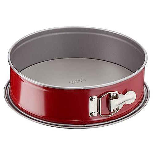 Tefal Delibake J16411 Molde tarta redondo 19 cm, forma redonda desmontable y con gran fondo, revestimiento antiadherente, fácil desmonte, de acero al carbono, con grosor 18/10, rojo