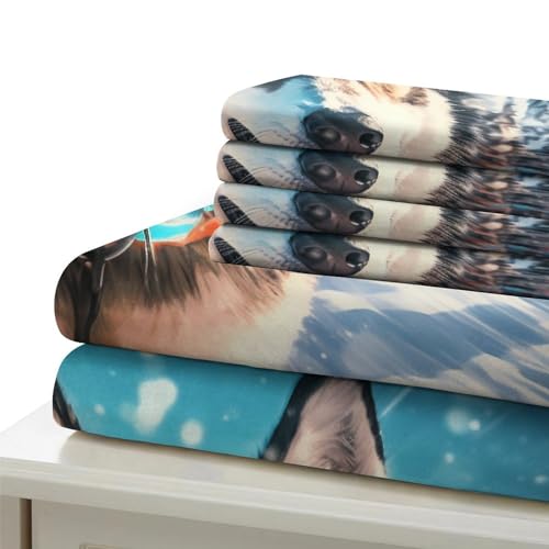 Funda nórdica de impresión digital 3D diseño de perros nórdicos tacto suave con cremallera 7