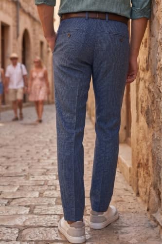 Image of Louis Philippe Men's Slim Fit Mid Rise Premium Fabric Checks Formal Trouser