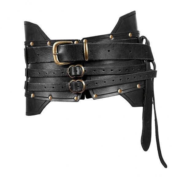 2X Medieval Waist Belt Knight Waistband Medieval Waistbelt Birthday Cosplay Retro Christmas Waist Knight Belt Black