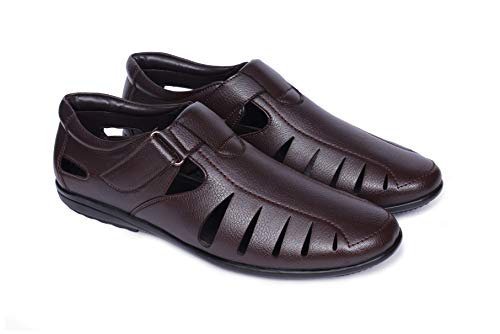 Bluegold Mens Comfortable Stylish Sandals (Brown, Size_11)