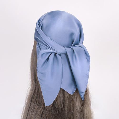 GSHLLO 3 Pcs 27.6 Inch Square Satin Head Scarf Kerchief Sleeping Hair Wrap Scarves Bandanas Soft Plain Headscarf Neckerchief Decorative Bag Scarf Champagne Khaki Black2