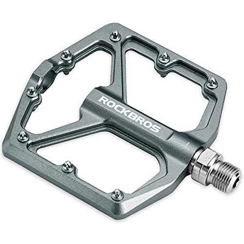 ROCKBROS Mountain Bike Pedals MTB Pedals Bicycle Flat Pedals Aluminum 9/16' Sealed Bearing Lightweight Platform for Road Mountain BMX MTB Bike