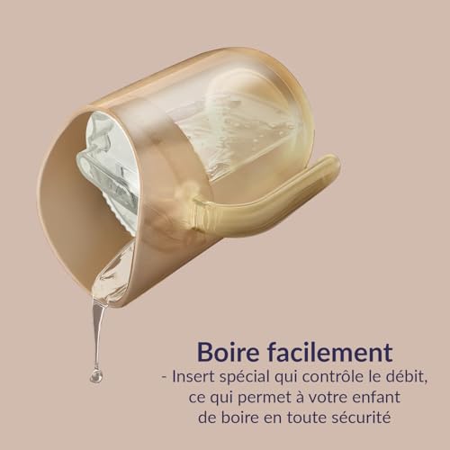 Tasse d’apprentissage 6+ mois et sucette de nuit pour bébé rose