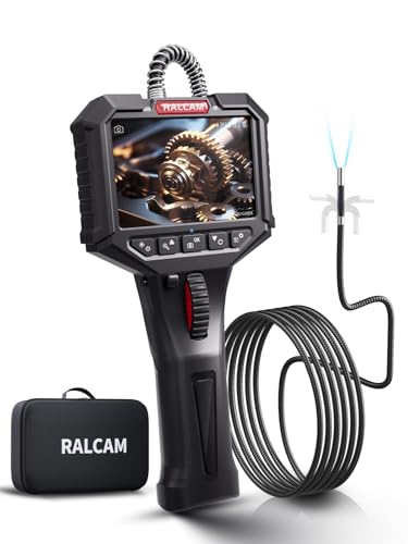 Ralcam Two-Way Articulating Borescope, 0.24in/6.2mm Inspection Endoscope Camera with Light HD 6.6FT Semi-Rigid Cable Video Snake Camera Scope for Automotive Aircraft Mechanics