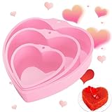 Heart Shaped Cake Pans 3 Pcs, Silicone Molds Baking Pans 4 6 8 Inch, Mold Non-Stick Heart Cake Pans, Valentine's Day Homemade Brownie Cheese Mousse Chocolate Mould Dessert Baking Tools (1, Pink)