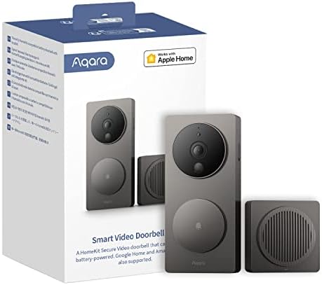 Aqara Video Doorbell G4 (Chime Included), 1080p FHD HomeKit Secure Video Doorbell Camera, Local Face Recognition and Automations, Wireless or Wired, Supports Apple Home, Alexa, Google, IFTTT, Gray