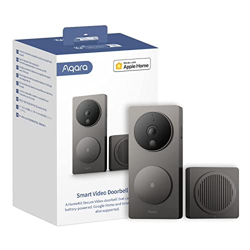 Aqara AMZ Aqara Video Doorbell G4 with Chime, 1080p FHD HomeKit Secure Video,Gray