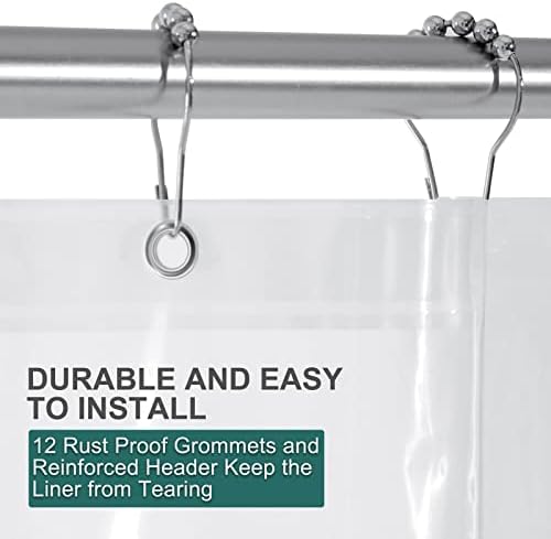 AmazerBath Plastic Shower Curtain Clear Premium PEVA, Clear Shower Curtain Heavy Duty 8G, Weighted Shower Curtains for Bathroom Accessories with 3 Big Stones and 12 Rustproof Grommets, 72x72 Inches - 4