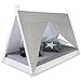 Homestyle4u 1847, Kinderbett Tipi Zelt 90x200, Weiß Grau, Zelt Mit Sterne, Holz Kiefer