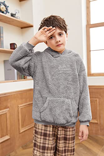 Image of Makkrom Boys Girls Sherpa Fleece Hoodies Pullover Sweatshirts with Pockets | Fuzzy Soft, Cozy Warm, Kids Hoodie Outfits, Kangaroo Pocket, Solid, Tie-Dye, Casual, Loose, Toddler, little Kid, Big Kid