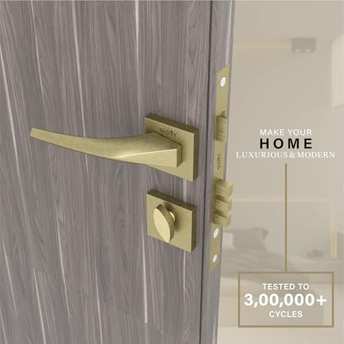 Image of GLOXY Brass Door Locks for Bathroom Door Lock, Balcony Store Room Keyless Pull Handle Set with Brass Baby Latch for Home, Office, Hotel | Antique Finish (2 Years Warranty, Pack of 1)
