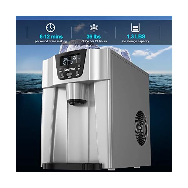 COSTWAY 2 in 1 Countertop Ice Maker with Builtin Water Dispenser