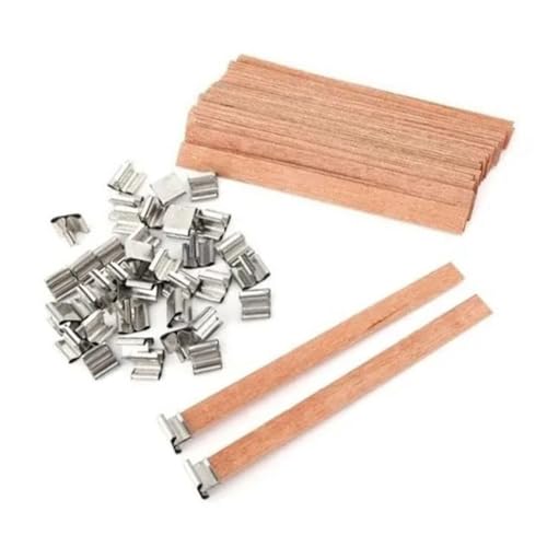 50 mechas de madera para velas con base de acero inoxidable miniatura 7